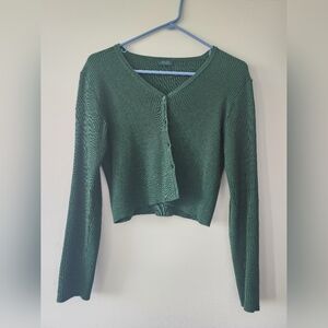 Brandy Melville Women's Green Knit Cardigan